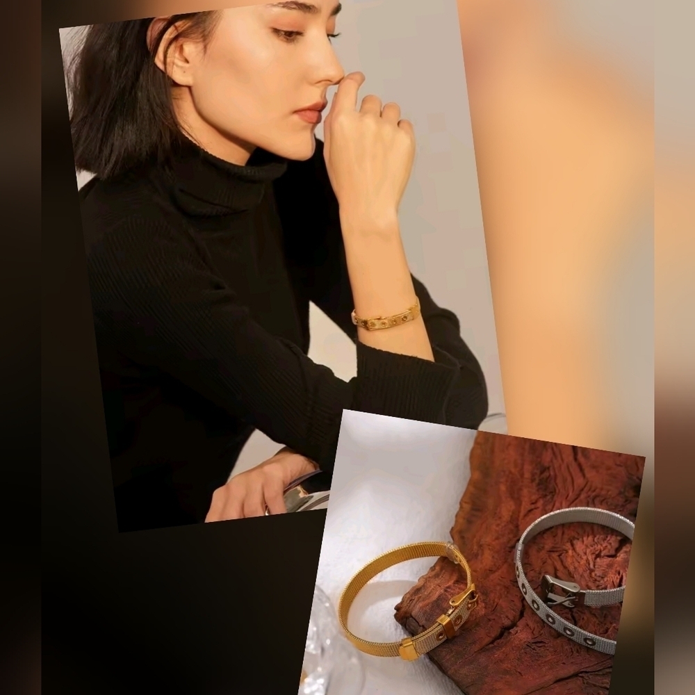 New Modern Mesh Belt Strap 18k Gold Or Stainless Steel Bracelet